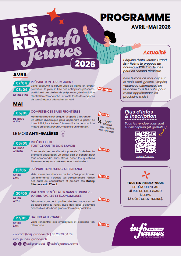 Les RDV info jeunes - Printemps 2026
